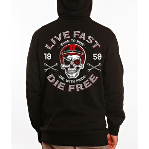 Dragstrip Clothing Mens Live fast Die Free Hooded Top